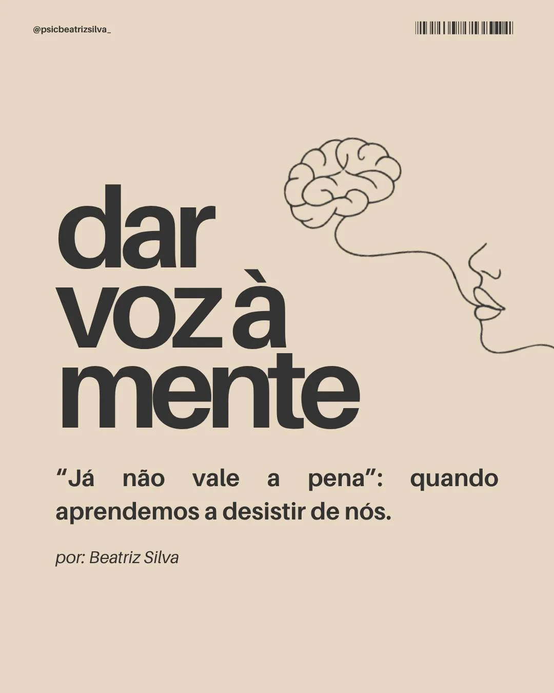 🧠 &ldquo;J&aacute; n&atilde;o vale a pena&hellip;&rdquo;
Quantas vezes j&aacute; sentiste isto, mesmo sem o dizer em voz alta?

A depress&atilde;o pode nascer de muitos lugares, mas esta &eacute; uma frase que escuto vezes sem conta em sess&atilde;o