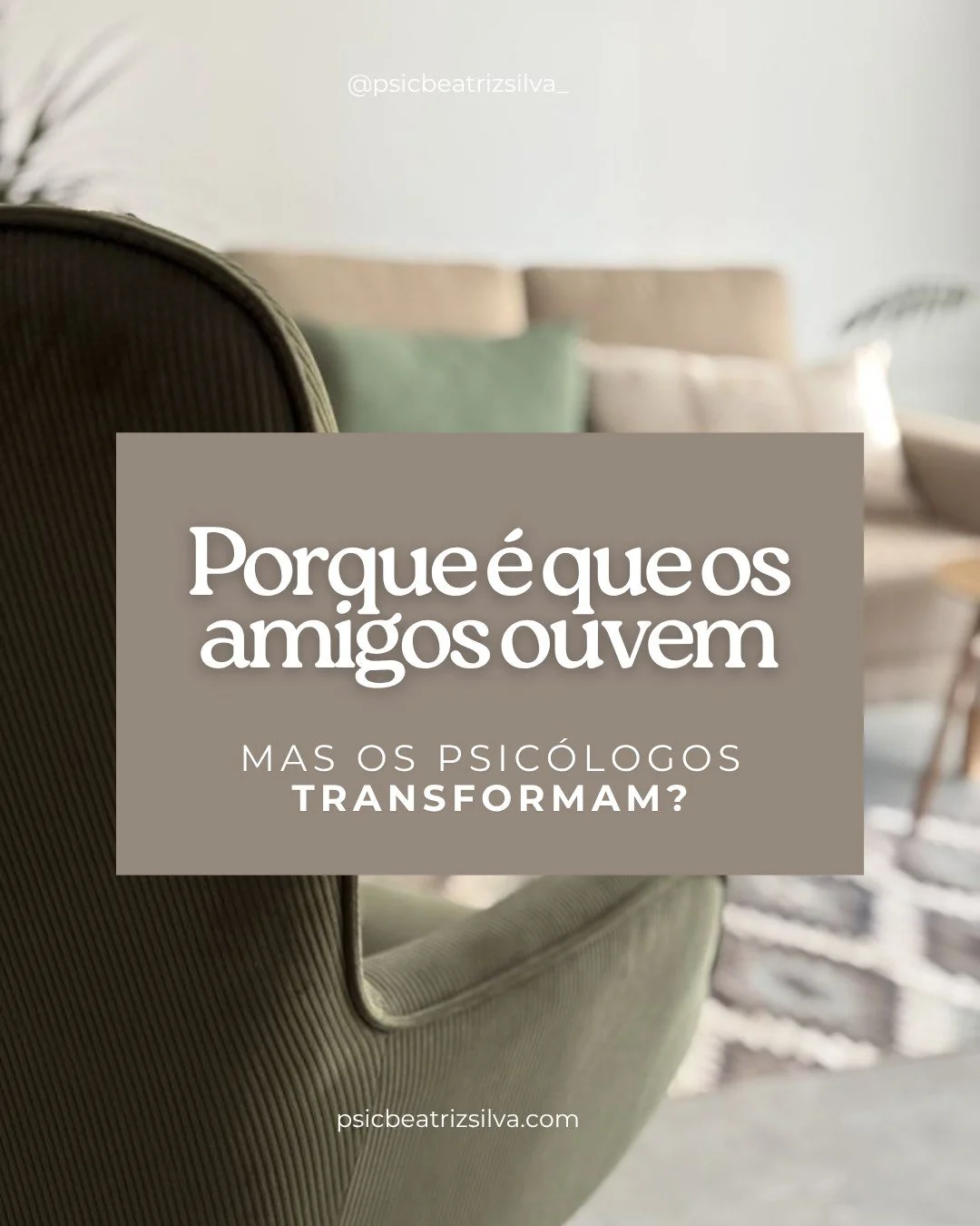 🧠 "Por que amigos escutam, mas psic&oacute;logos transformam?"

Esta &eacute; uma pergunta que te pode surgir quando o desabafas com amigos e alivia na hora, mas o peso emocional volta intacto pouco tempo depois. Amigos oferecem apoio imed