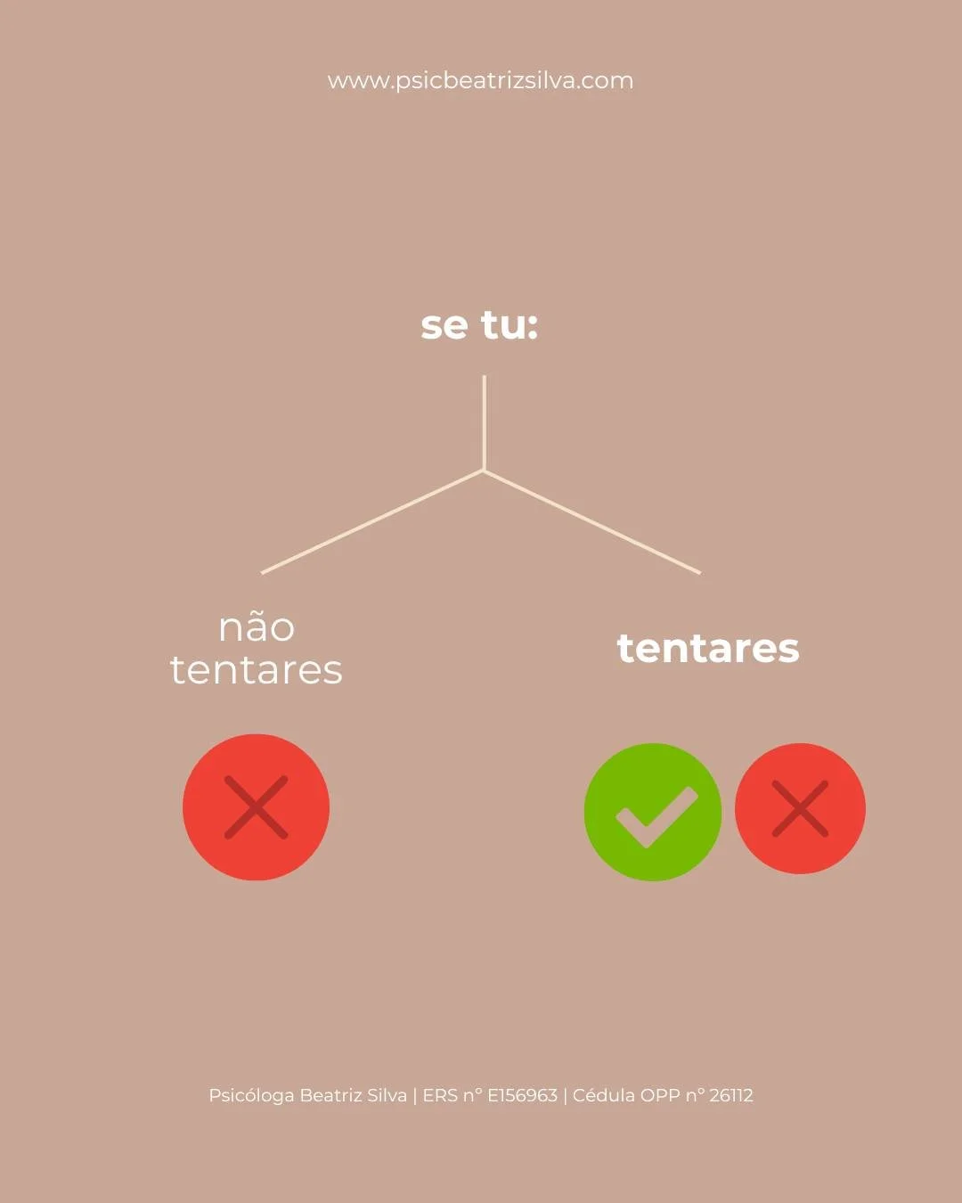 🌱 H&aacute; decis&otilde;es que parecem assustadoras porque implicam a possibilidade de falhar.

Mas existe algo que muitas vezes esquecemos: n&atilde;o tentar n&atilde;o nos protege do fracasso. Apenas garante que nunca teremos a oportunidade de de