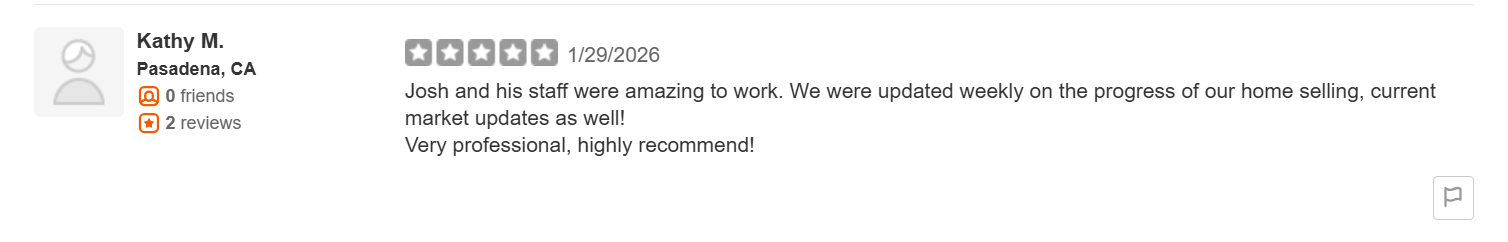 Screenshot of 5-star Yelp review for Josh Finigan regarding a home sale in Charlotte.