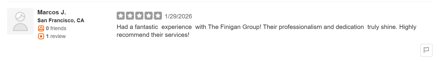 Screenshot of 5-star Yelp review for Josh Finigan regarding a home sale in Charlotte.