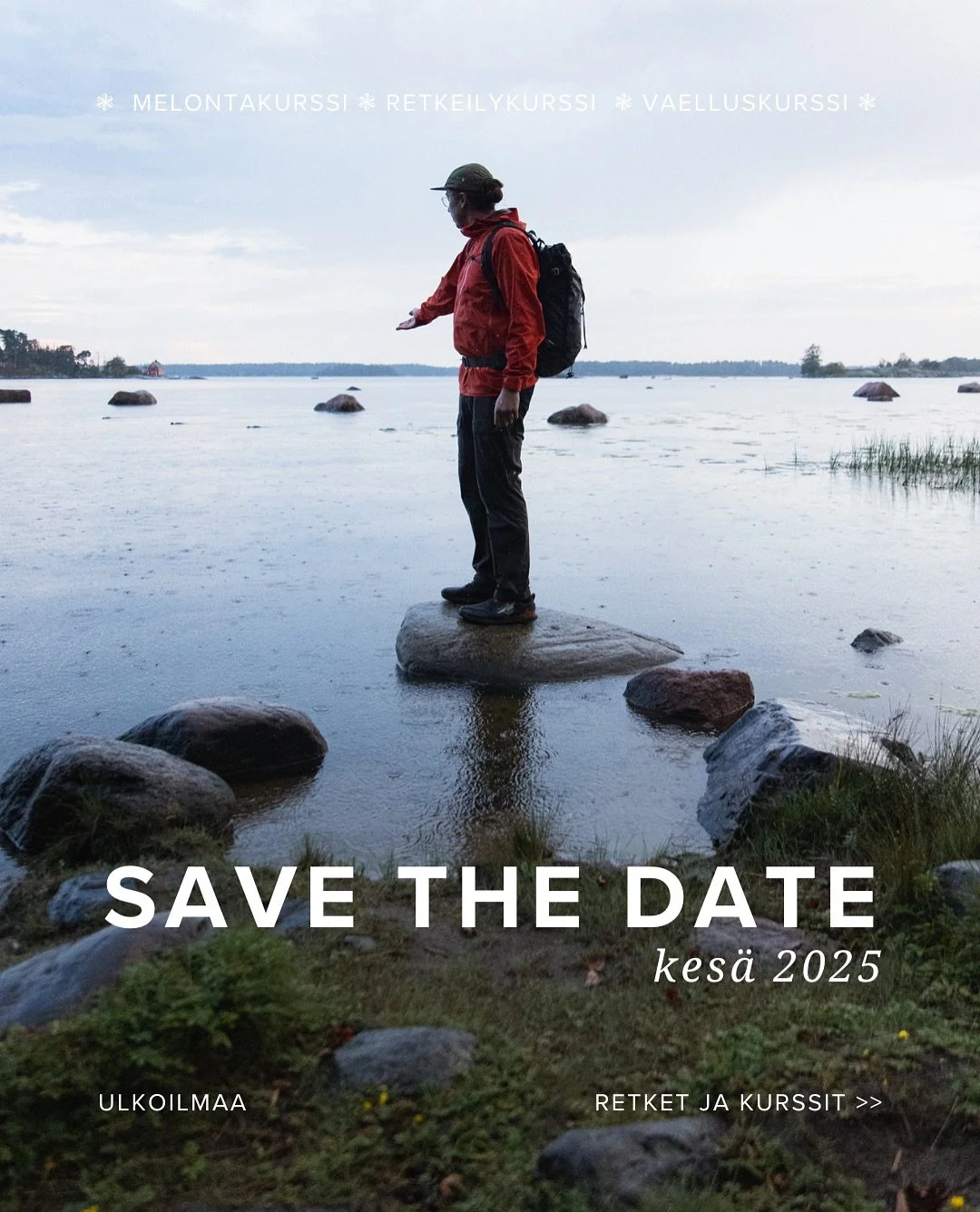 Julkaisemme lis&auml;tietoja ja avaamme ilmoittautumiset huhtikuussa. ♡ Nappaa early bird alennuskoodi liittym&auml;ll&auml; postituslistalle profiilin linkist&auml;! 

#ulkoilmaa #ulkoilmael&auml;m&auml;&auml; #retkeily #vaellus #melonta #l&auml;hir