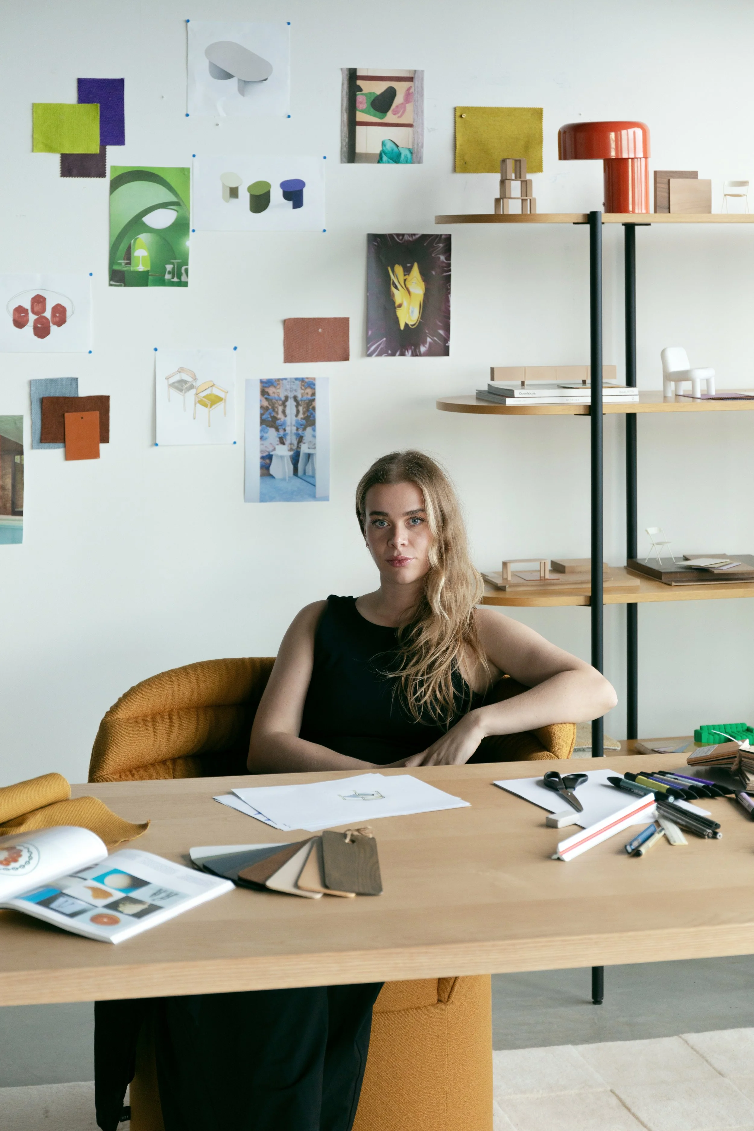 Simone Smelt sitting in her design atelier studio in the heart of Amsterdam