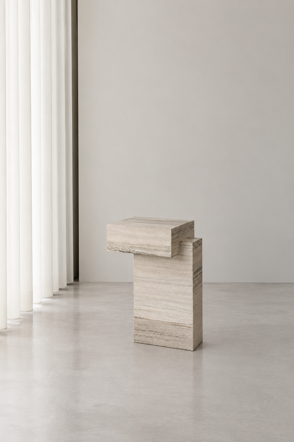 Don Side Table designed by Simone Smelt made from panda marble exhibited during dutch design week 2026 af the exhibition forward furniture high end design sculptural design piece collectible design Minimalist Side table dutch designer 