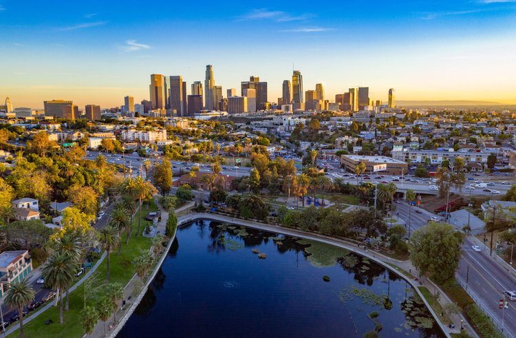 Aerial view of Los Angeles, CA