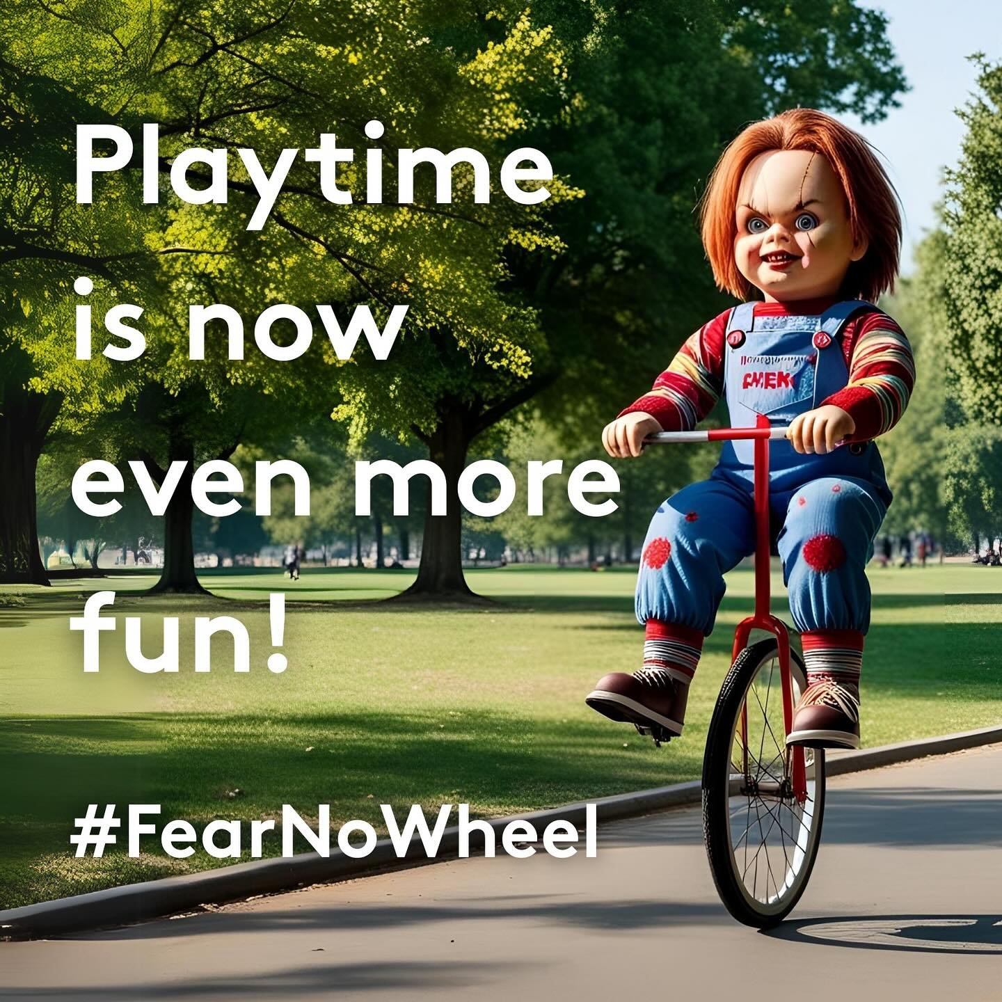 still terrifying, but eco-friendly @oneminutebriefs 🙀 #unicycles