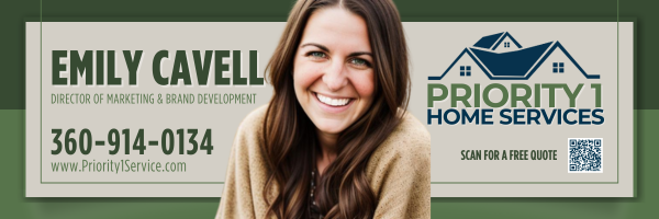 Emily Cavell, Director of Marketing & Brand Development at Priority Home Services, contact information and email signature