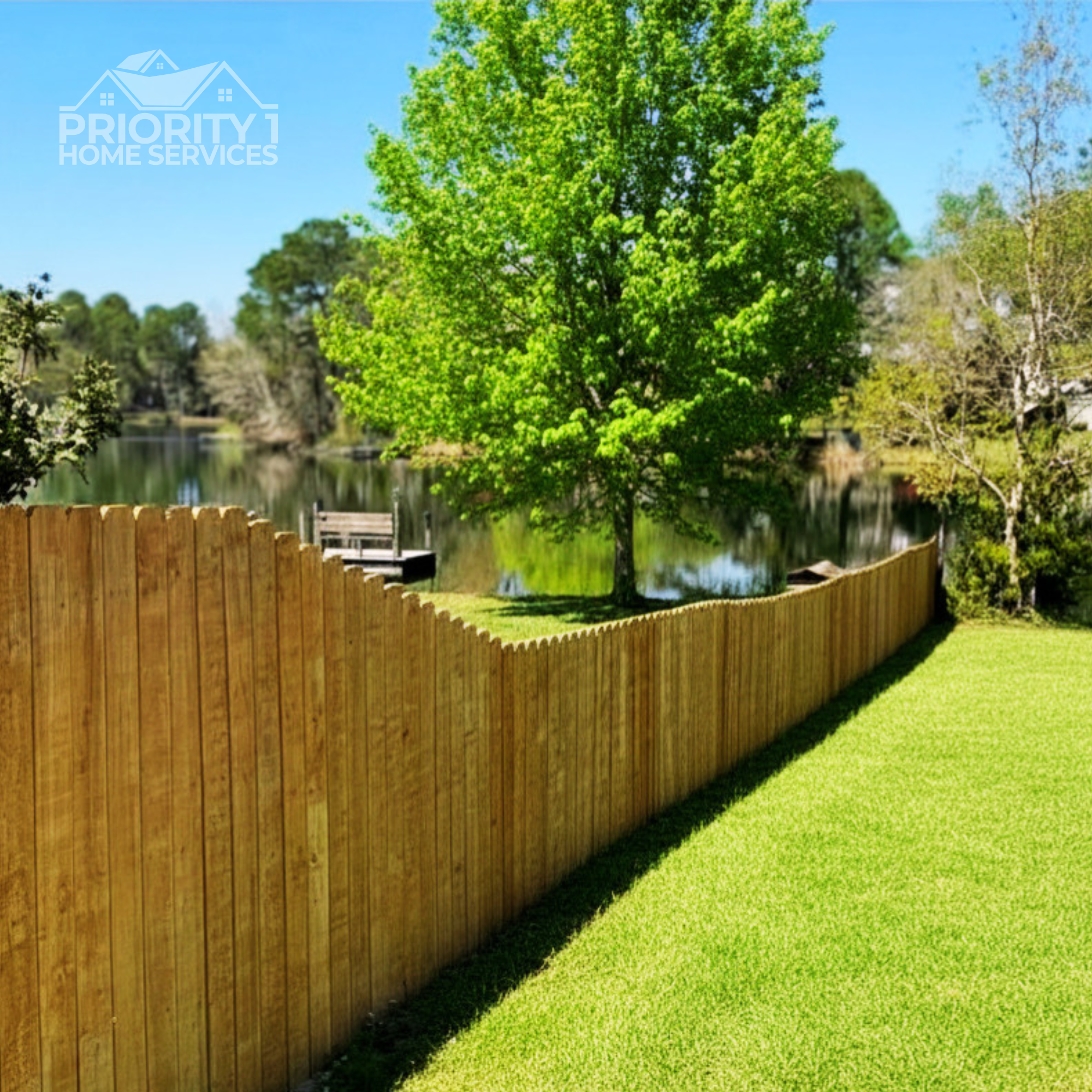 Wood fence installation in Pace, Santa Rosa County by Priority 1 Home Services