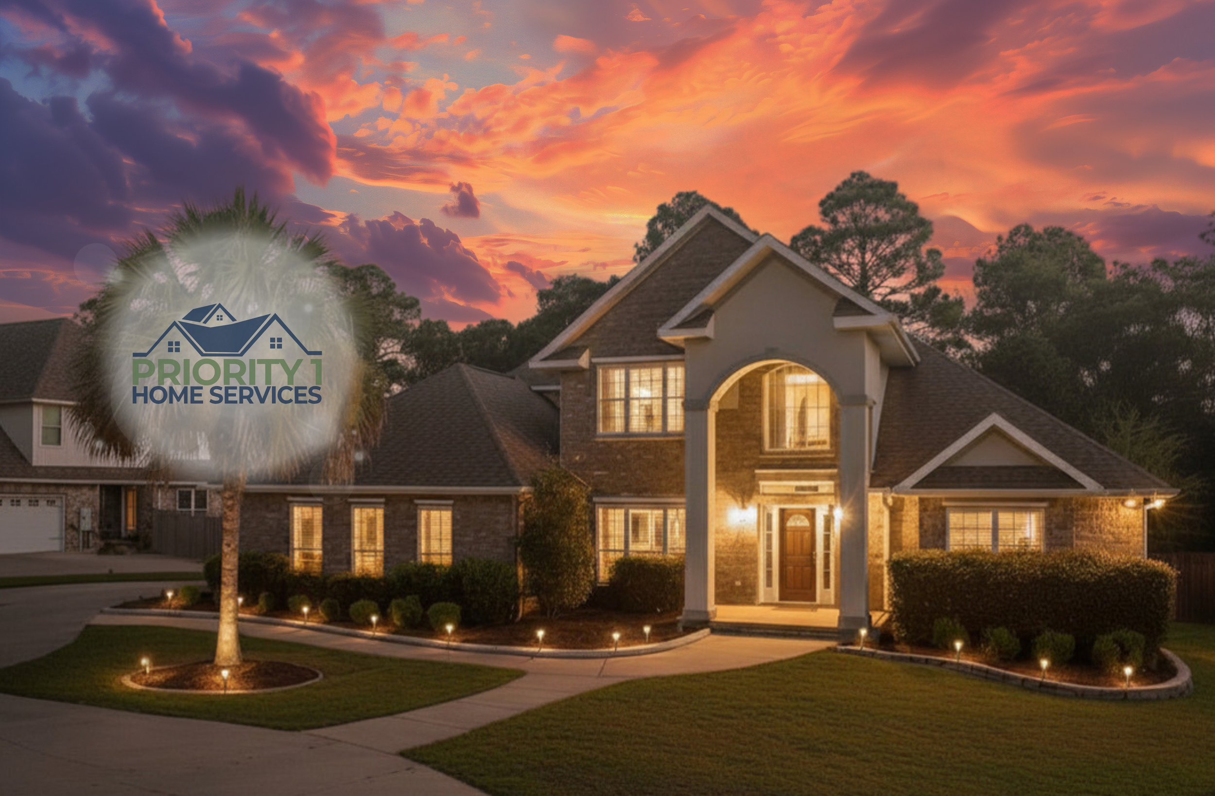 Executive two-story pool home in Pace, Florida serviced by Priority 1 Home Services