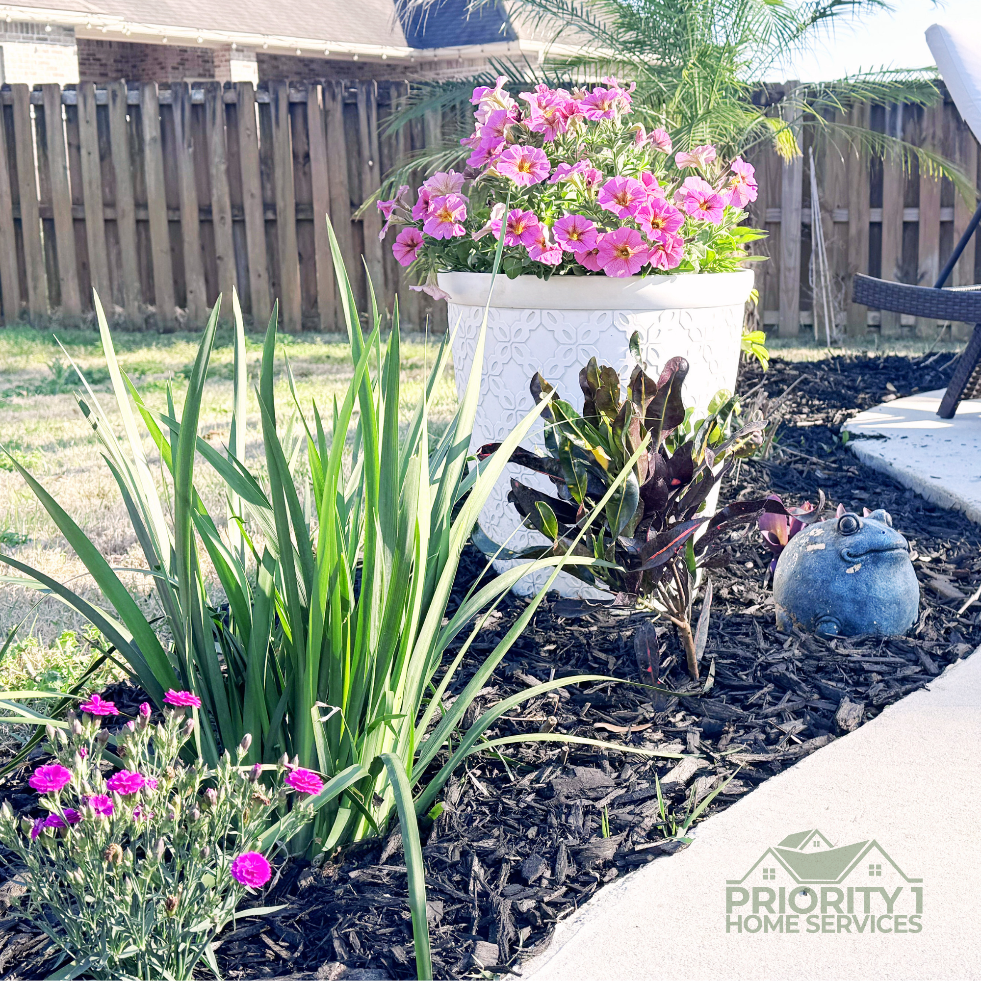 Landscaping and mulch refresh in Pace, Santa Rosa County by Priority 1 Home Services