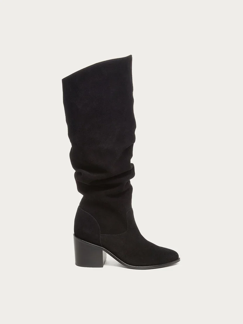 Easton Black Suede Slouchy Boots -- Kelsi Dagger BK