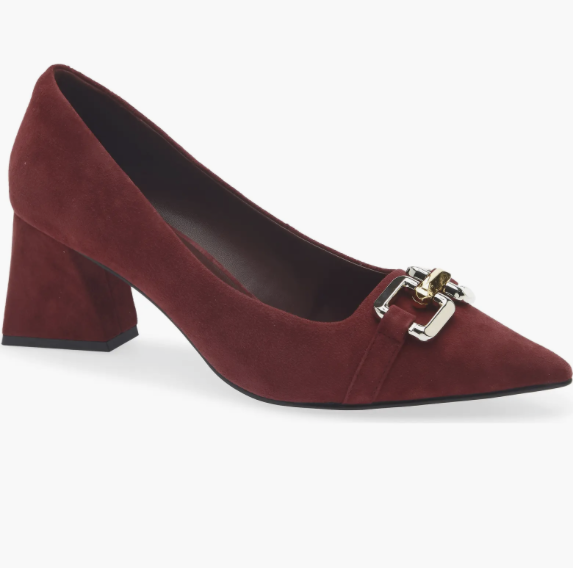 Anouk Heel In Wine Suede -- JEFFREY CAMPBELL