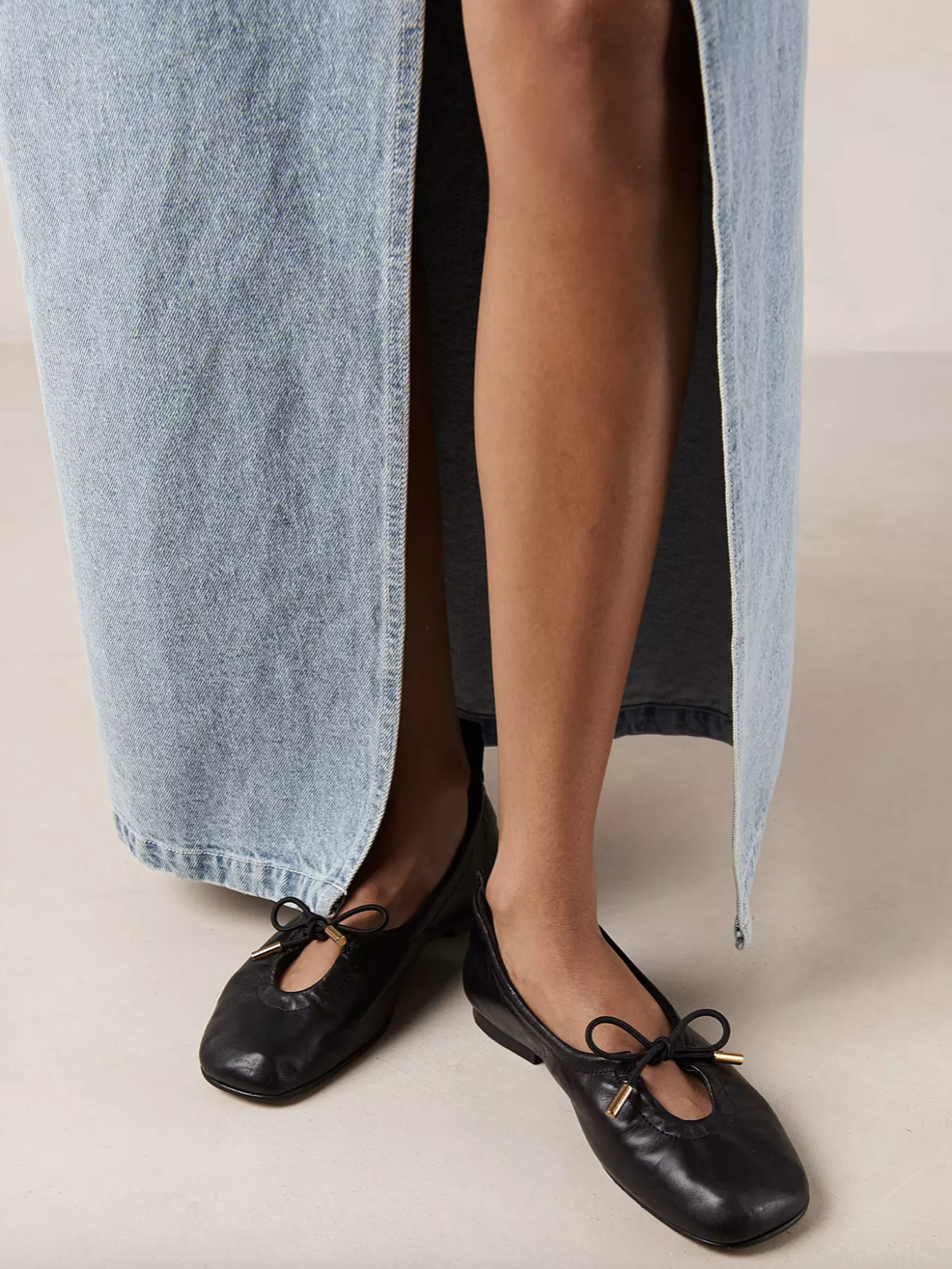 Rosalind Black Leather Ballet Flats -- ALOHAS