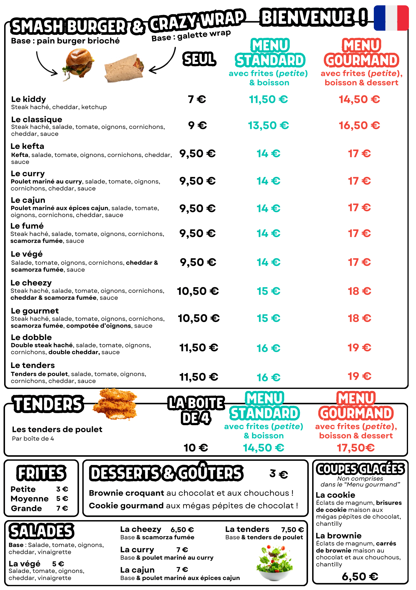 Carte burgers Sam'smash
