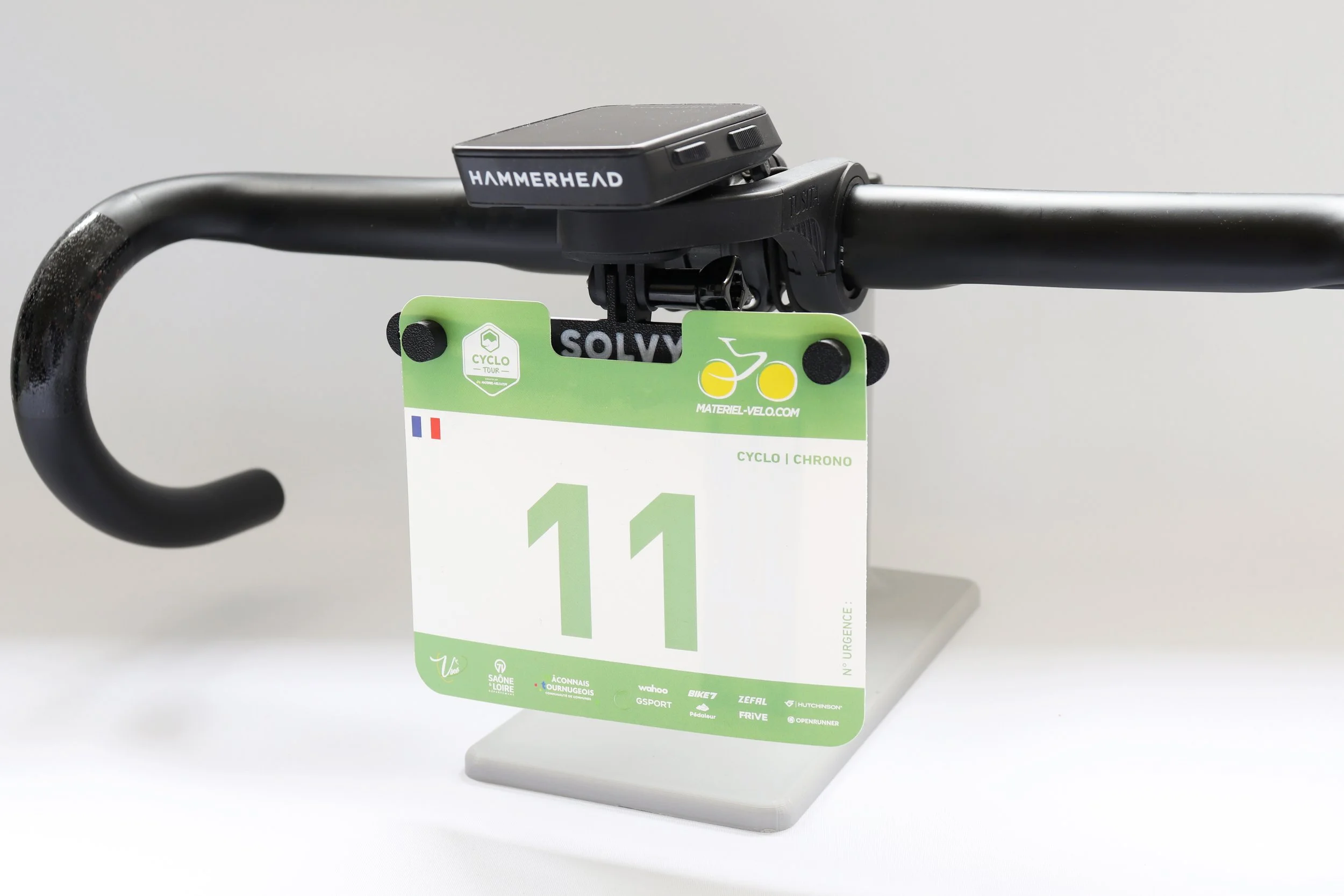Support plaque de cadre numéro dossard aéro - type GoPro - course vélo & aérodynamisme - SOLVY BIKE