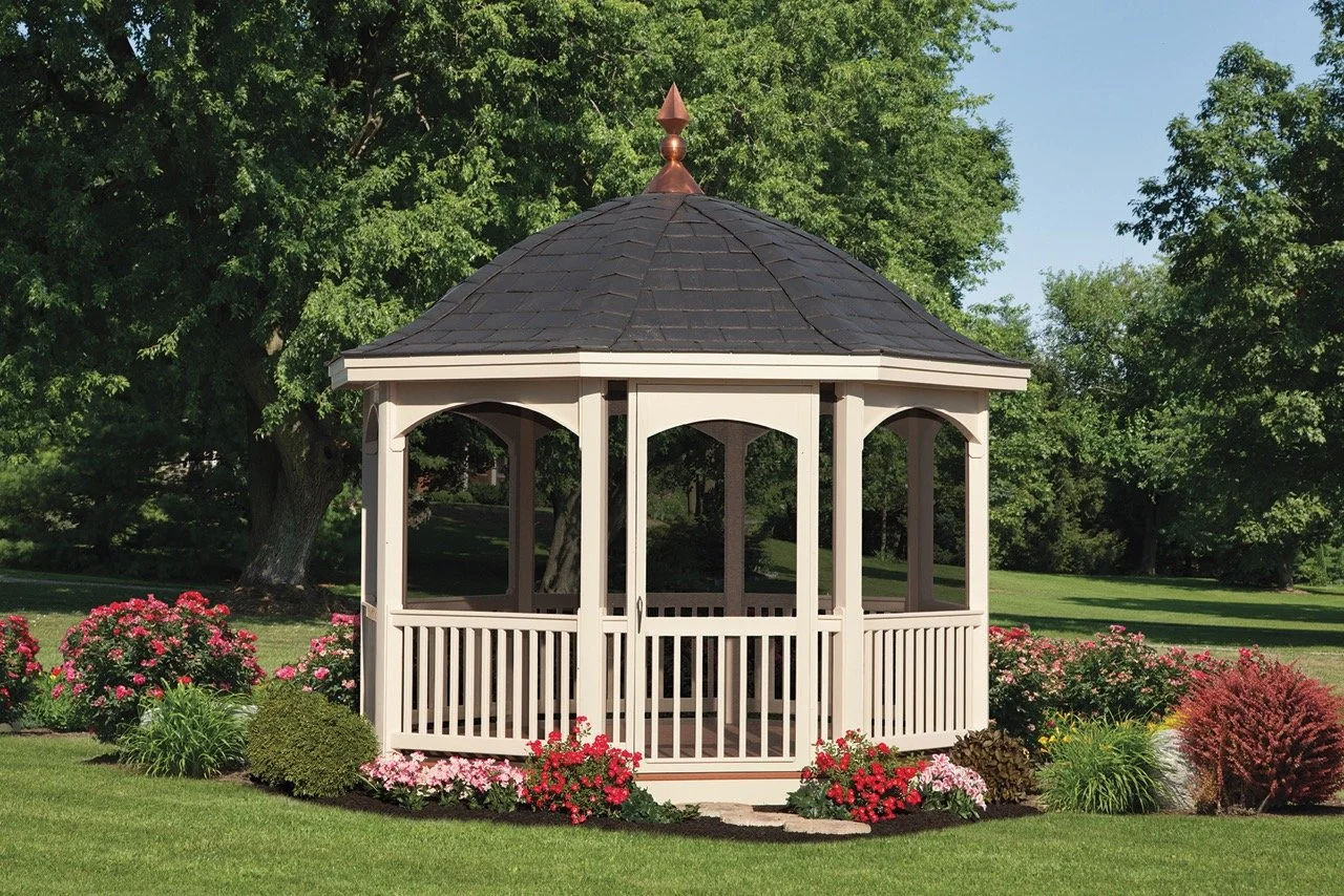 12' Vinyl Octagon Gazebo - Belle - Almond
