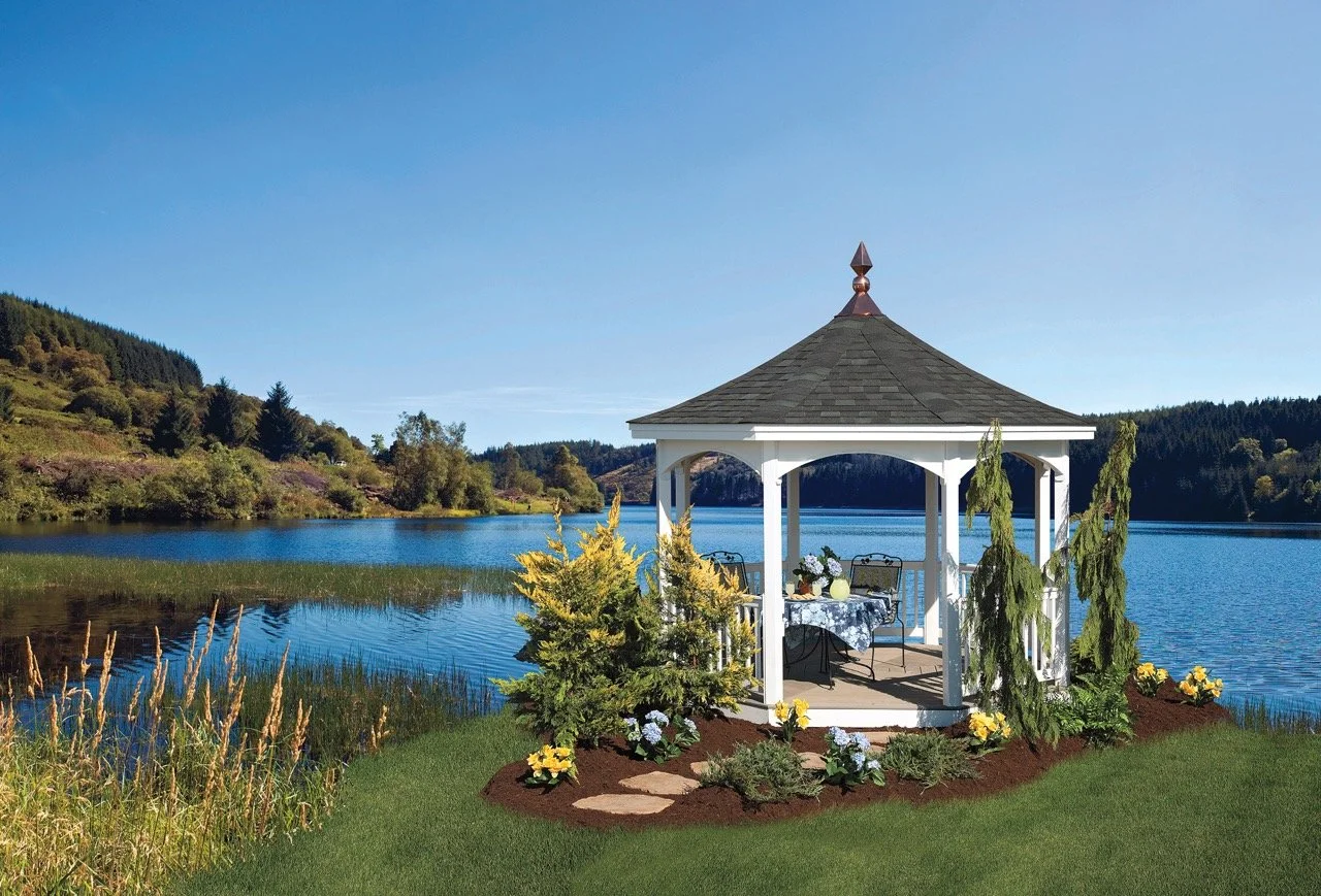 12' Vinyl Octagon Gazebo - Majestic - White