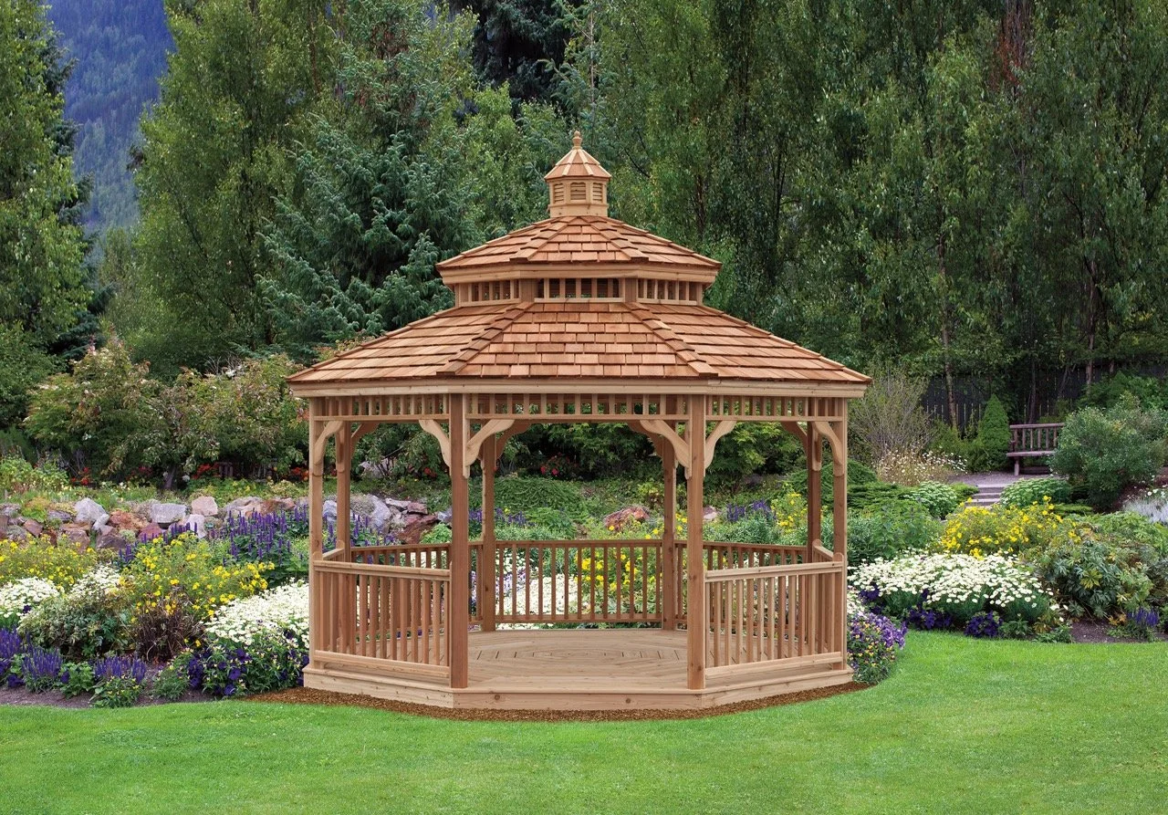 14' Cedar Octagon Gazebo - Victorian
