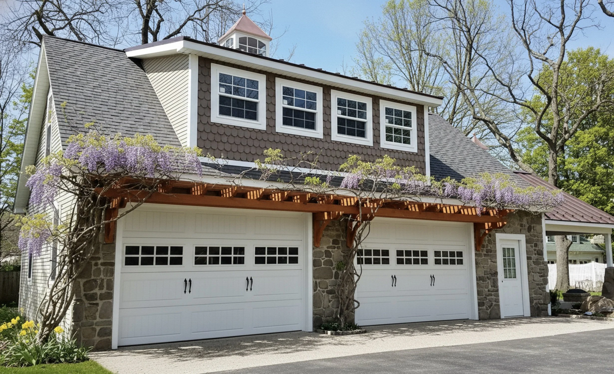 3x32 Wall Mount Pergola - White Vinyl