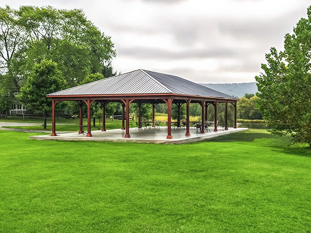 35x60 Large Wood Keystone Pavilion w/SS Roof