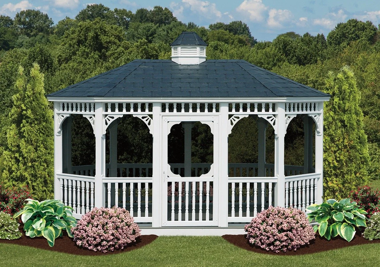 10x16 Vinyl Oval Gazebo - Classic w/screens