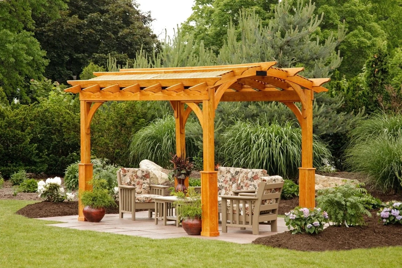 8x10 Cozy Arch Pergola w/Superior Post Skirts