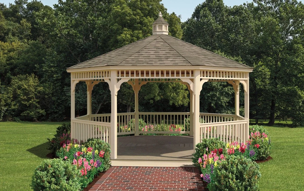 16' Vinyl Octagon Gazebo - Classic - Almond