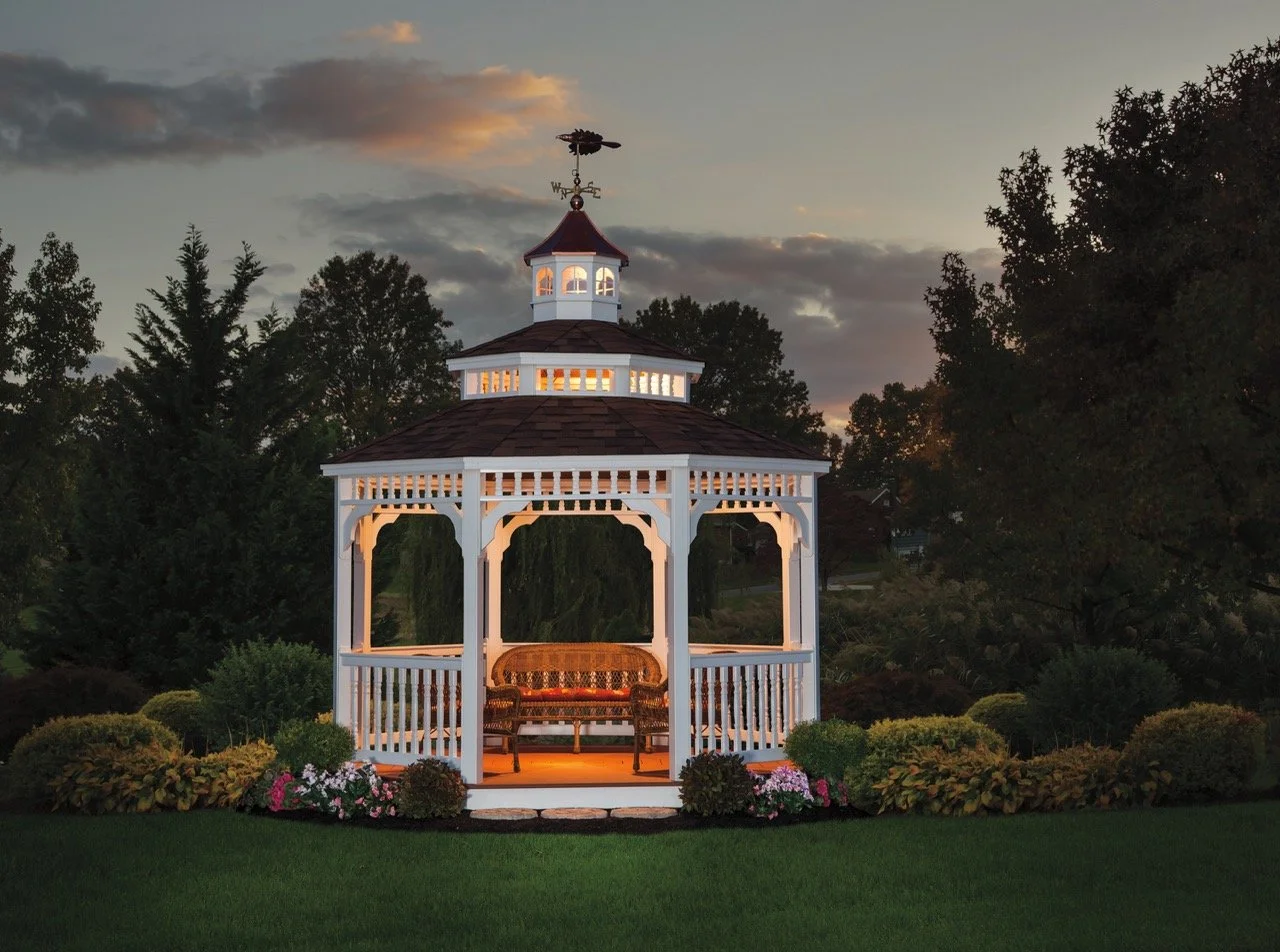 12' Vinyl Octagon Gazebo - Victorian - White