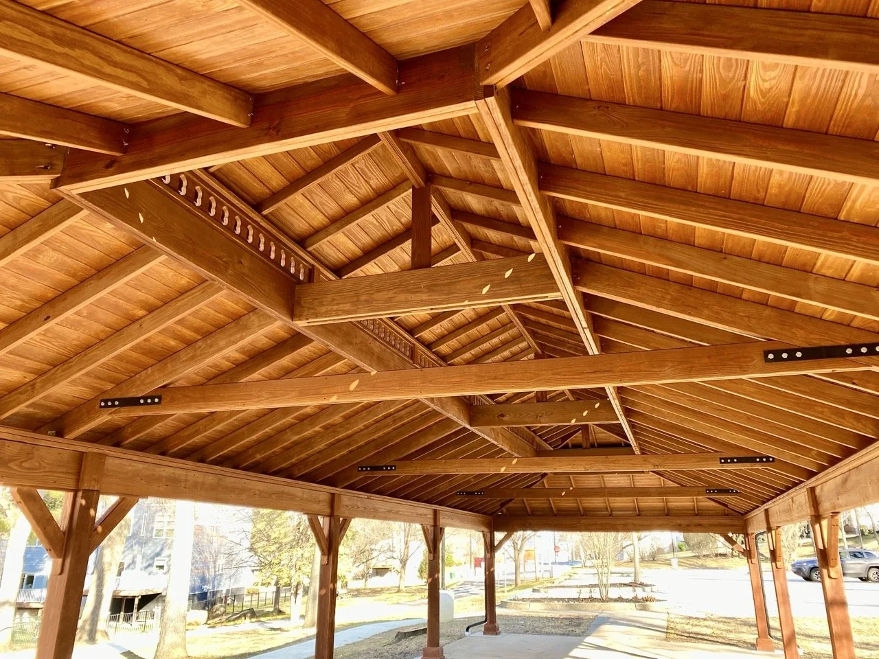 Engineered pavilion structure on school campus