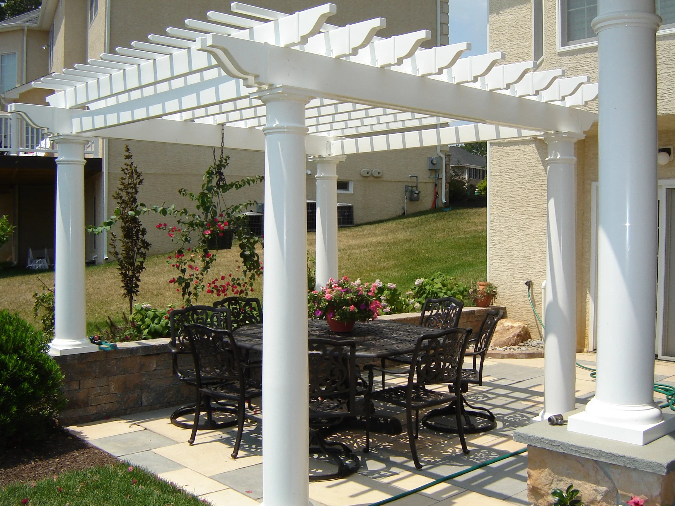 10x10 Elegant Pergola White Vinyl 10" columns