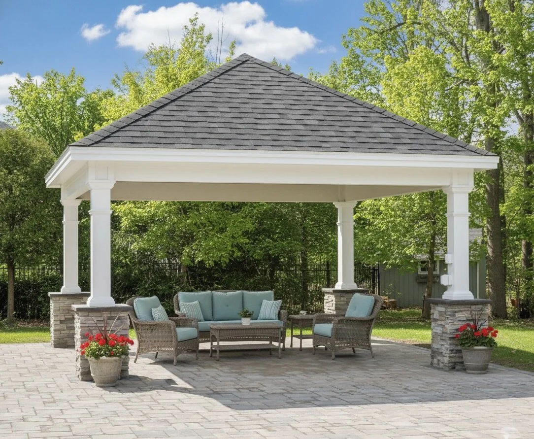 20x20 Newport Pavilion w/stone pillars