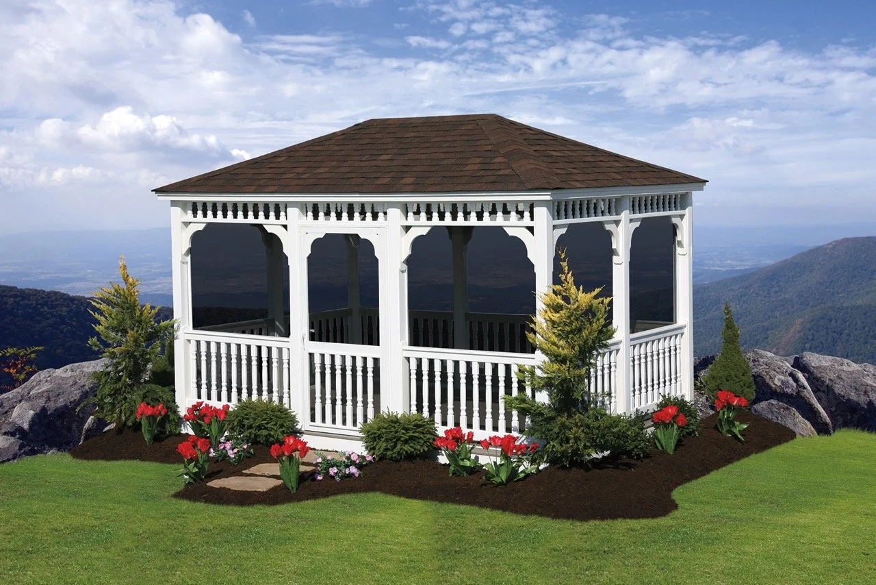 12x14 Vinyl Rectangle Gazebo - Class w/Screens