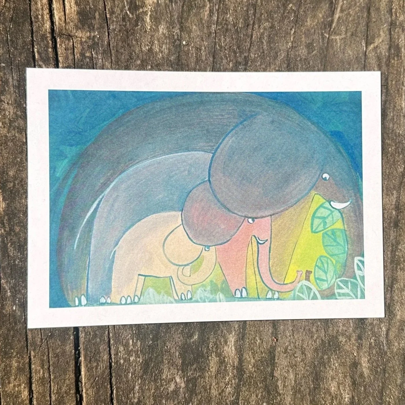 Postkarte "Elefantenfamilie"
