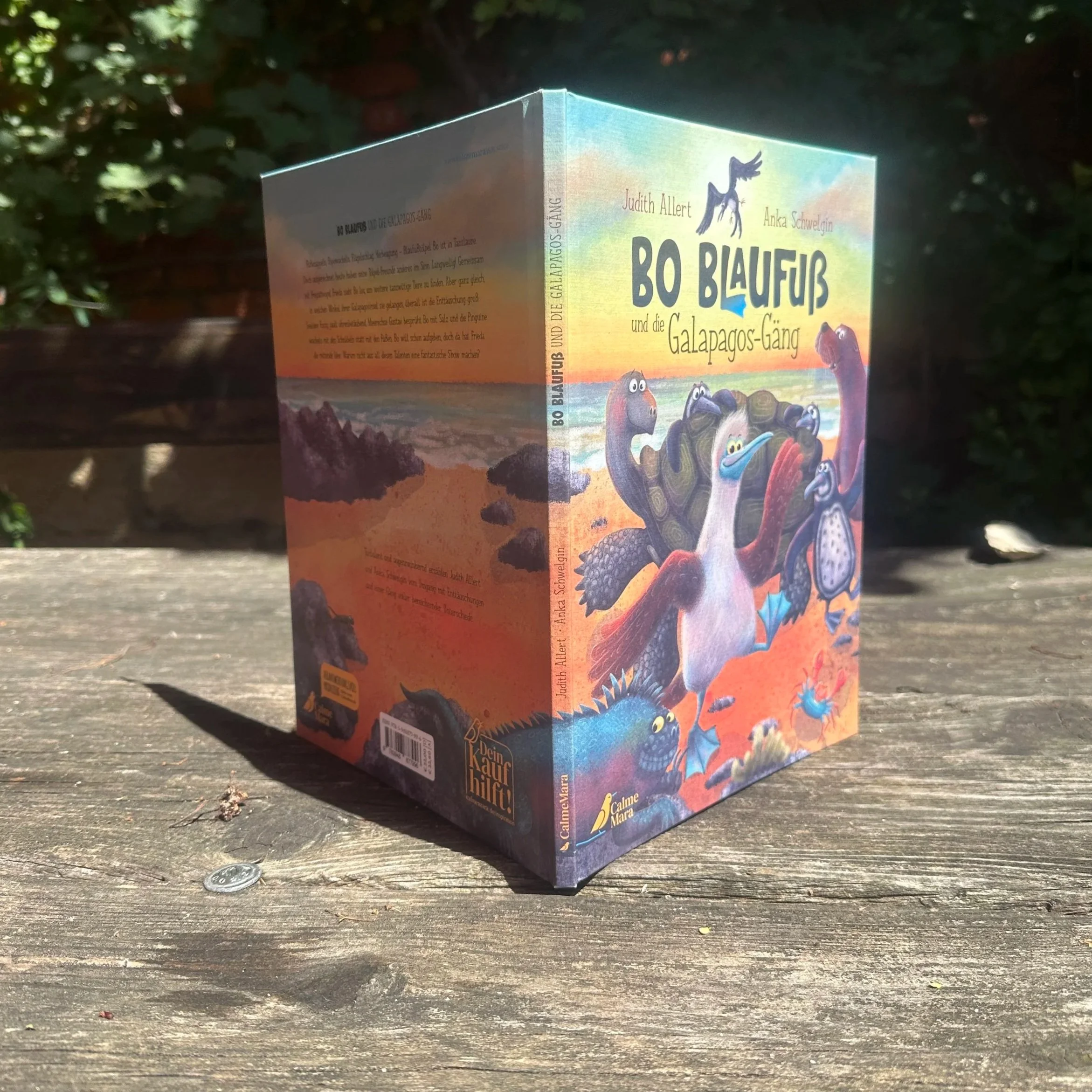 Die aufgeschlagene Rückseite des Buchs Bo Blaufuß