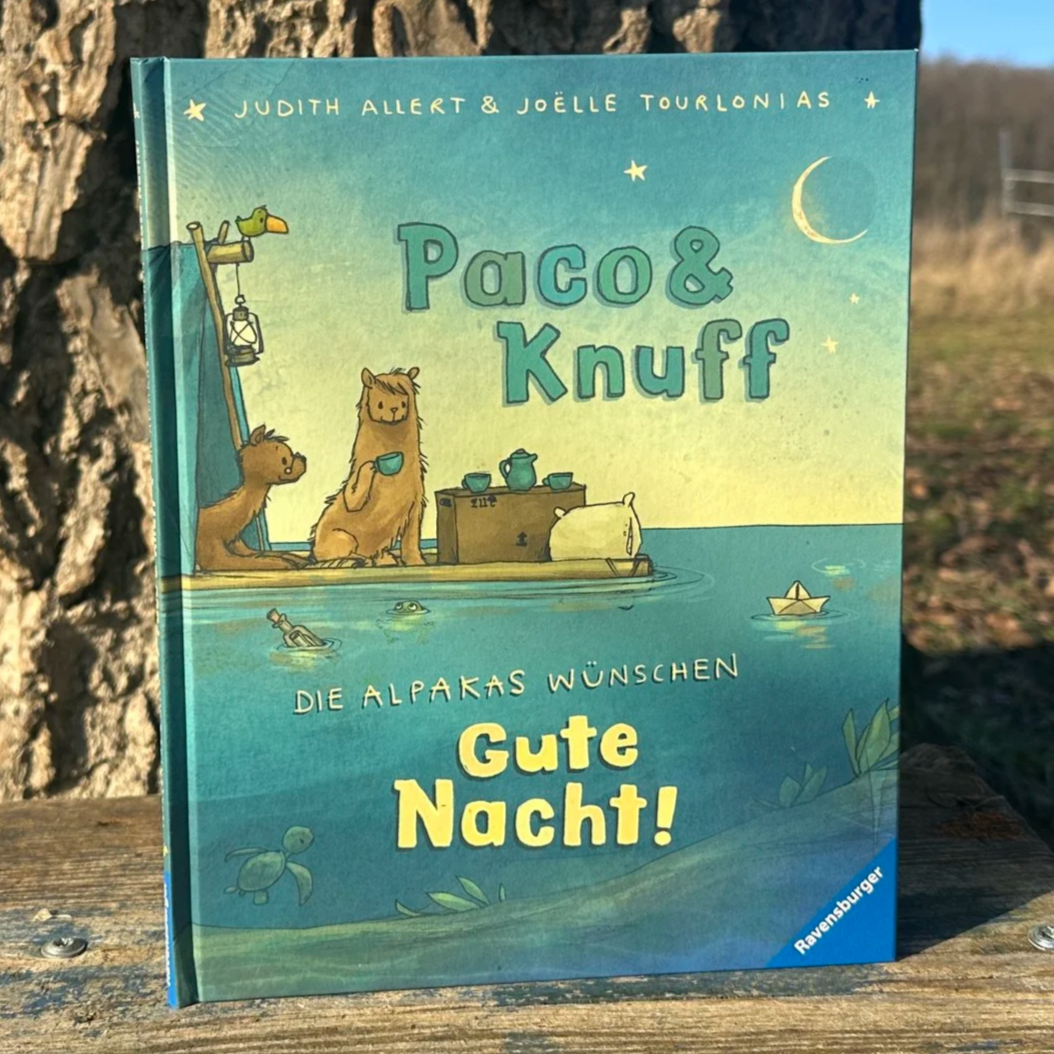 Paco und Kuff. Die Alpakas wünschen Gute Nacht