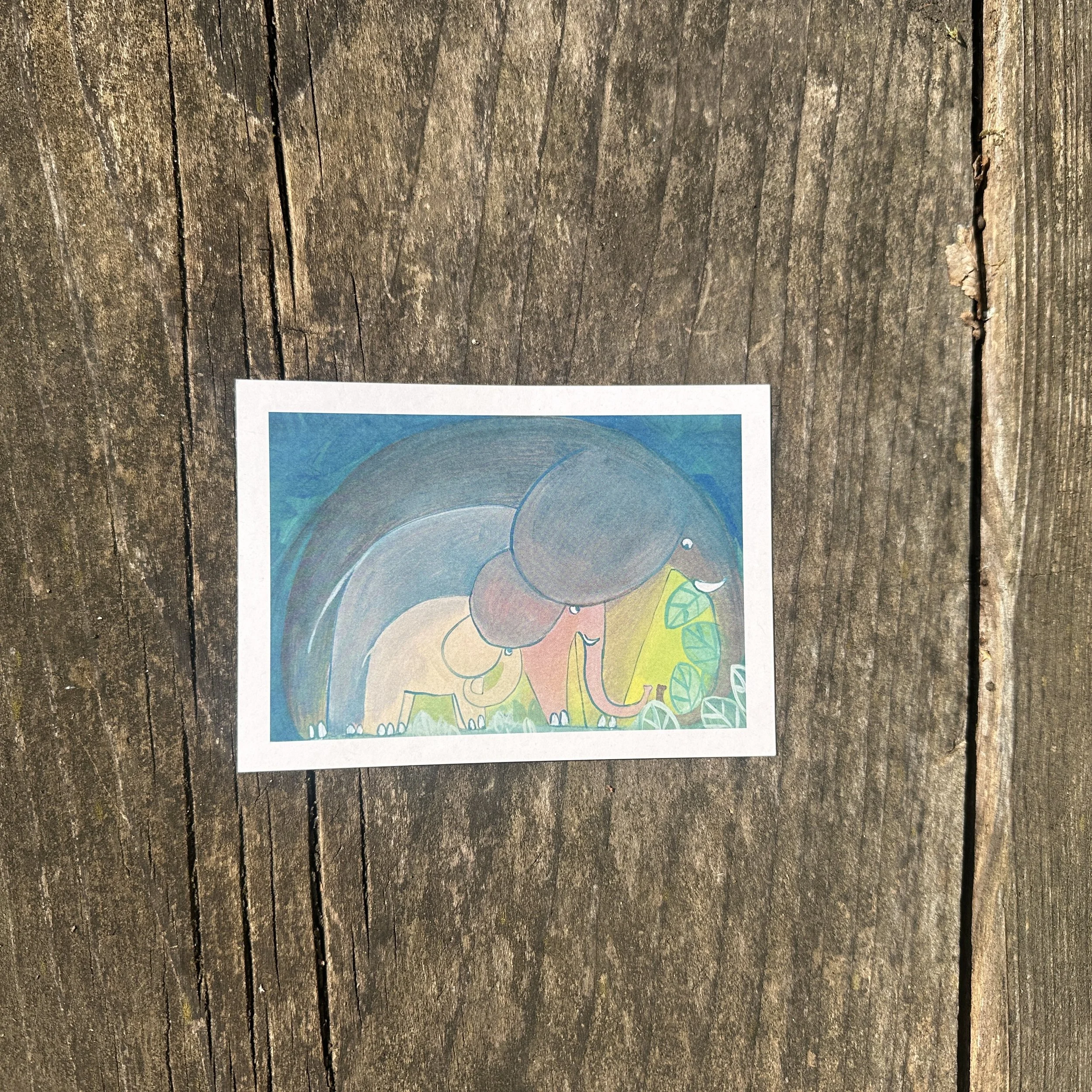 Postkarte "Elefantenfamilie"