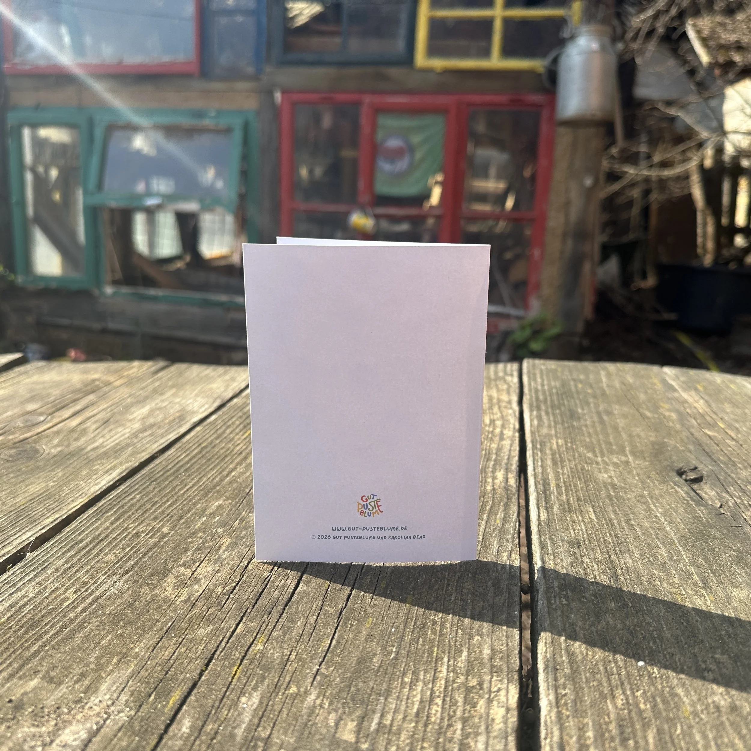 Rückseite einer Klappkarte