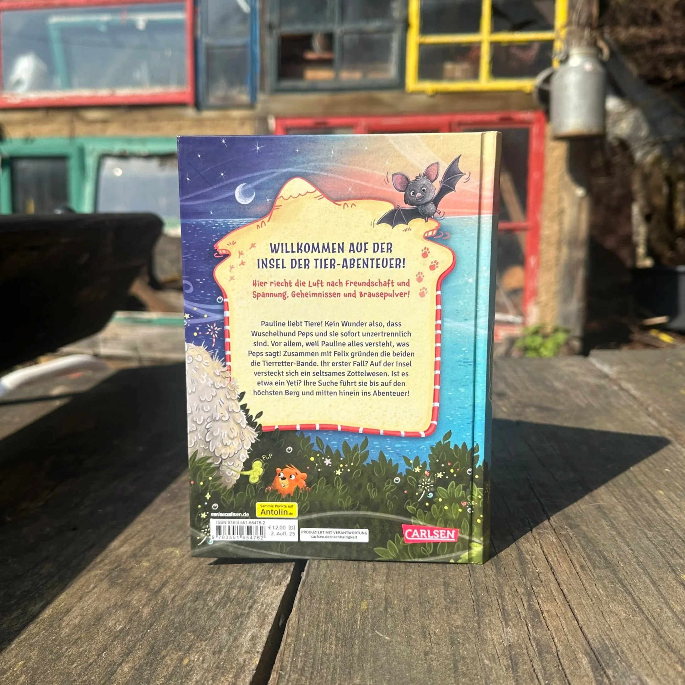 Die Rückseite des Buchs: Ein Foto des Buchs "Insel der Tierabenteuer - eine geheime Spur"