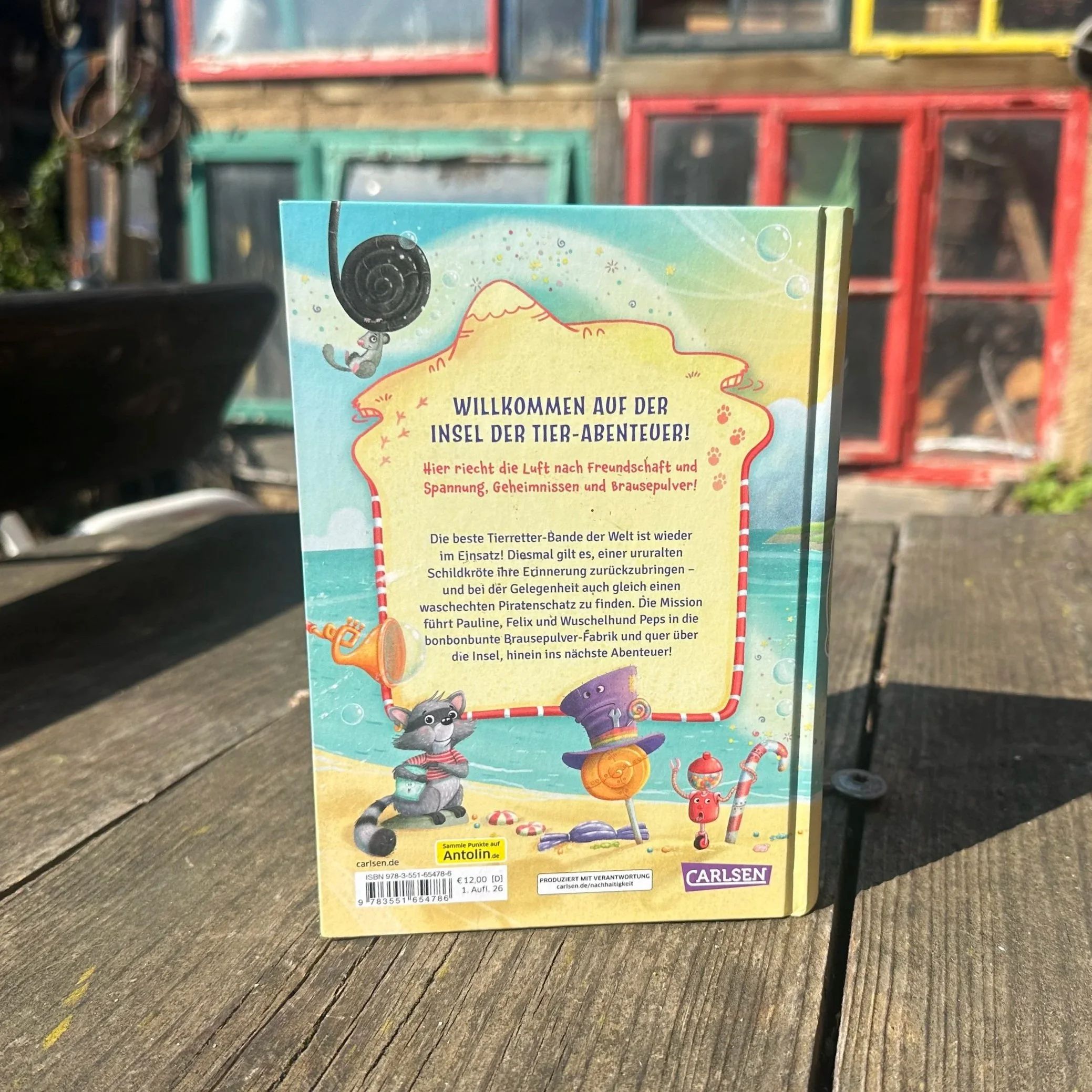 Die Rückseite des Buchs: "Insel der Tierabenteuer - Brausepulver-Pirat"