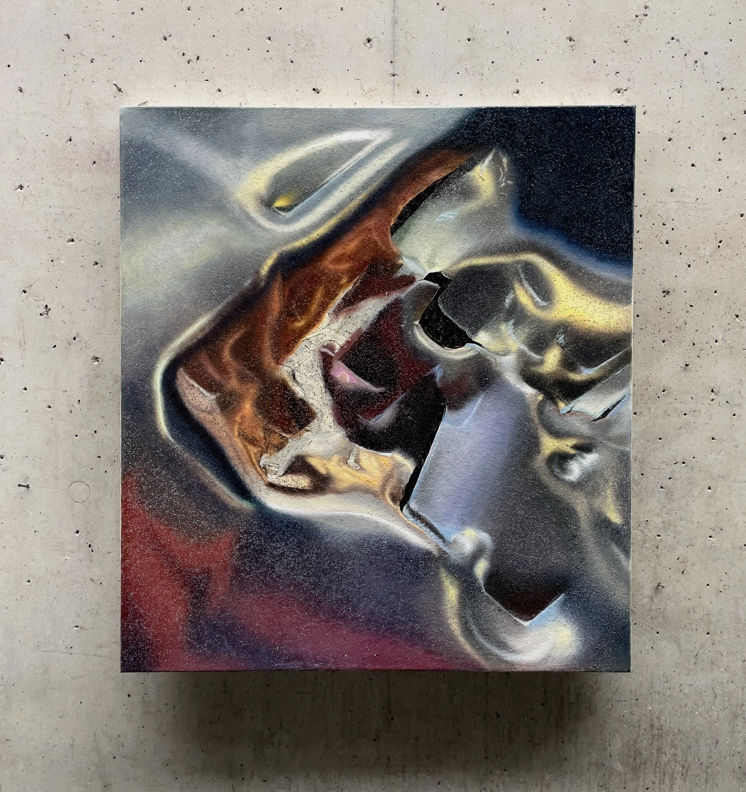Micro Series S2403, Oil and glitter on canvas, 110x100cm, 2023