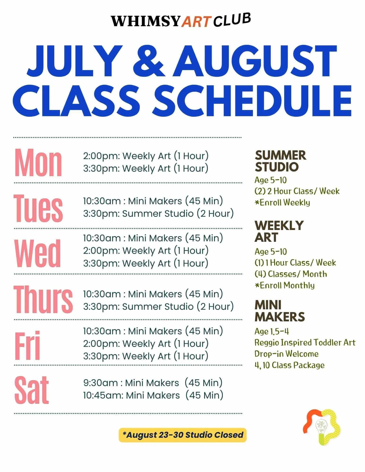 Fort Lee Summer Art Classes for Kids | Whimsy Art Club July & August 2026