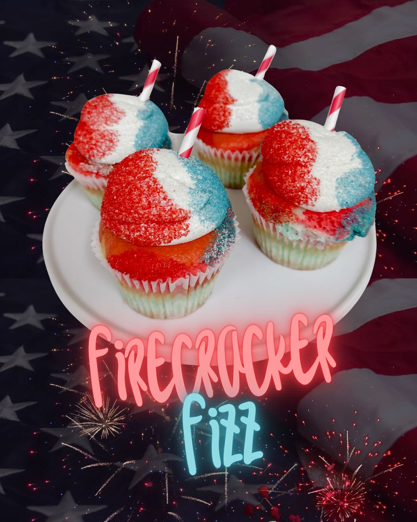 Limited Edition Firecracker fizz cupcakes are available for preorder on our website only! Now - July 3rd !
❤️🤍🩵

Taste like a rocket pop! 😋🇺🇸

Tag a friend and share to your story to enter to receive a free 4 pack! Winner will be chosen tomorrow