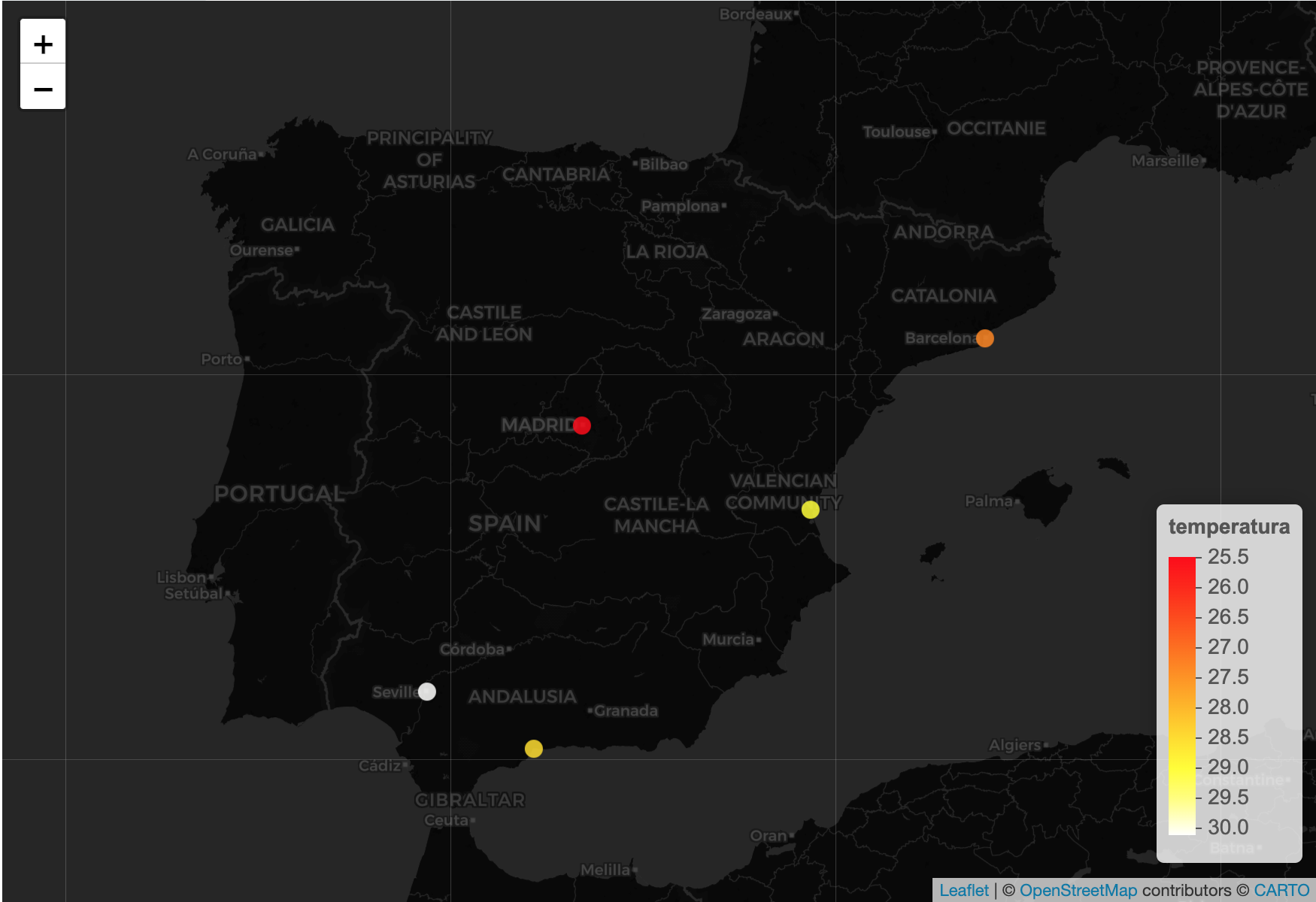 Mapea tus variables de temperatura, emisiones, etc. Modifica el mapa base y las paletas de colores a tu gusto