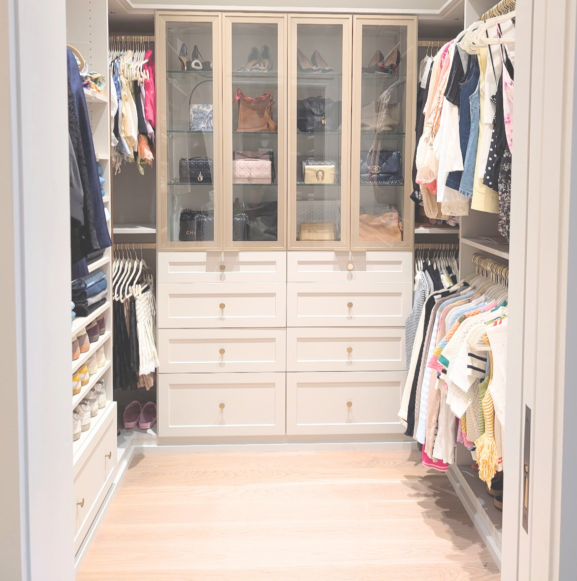 an organized walk-in closet