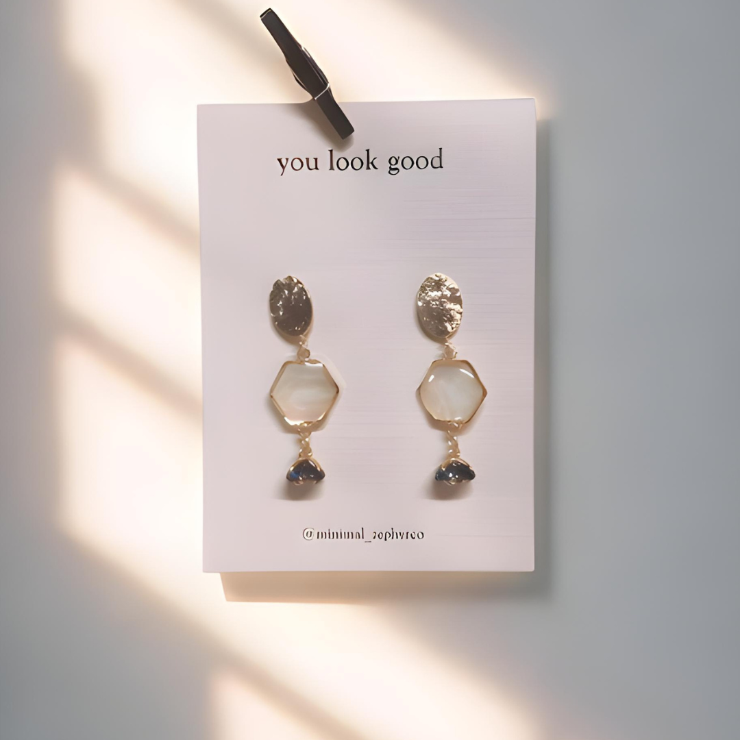 Luna Hex Drop Earrings