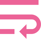 Pink arrow pointing left with a circular arrow design