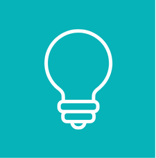 Icon of a light bulb on a teal background