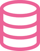 Simple pink icon of stacked database or storage disks