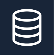 Icon of a stacked coin or database symbol on a dark background.