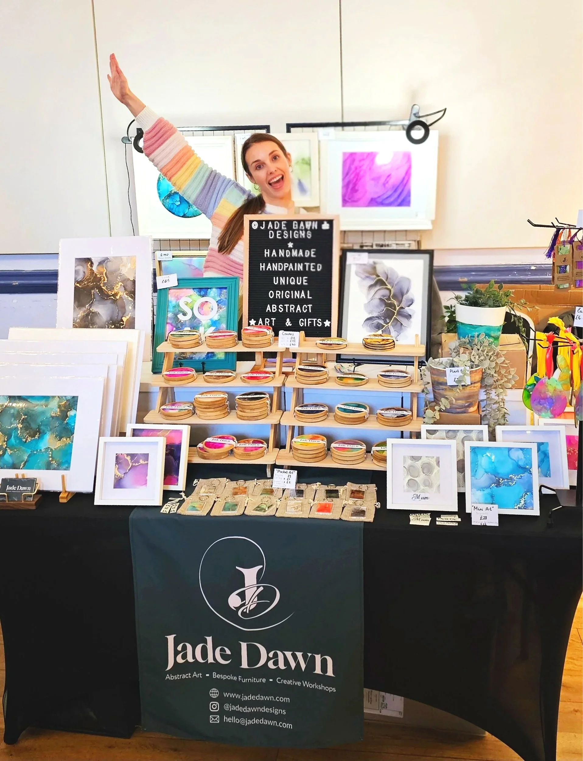 Jade on her stall at an arts and crafts market